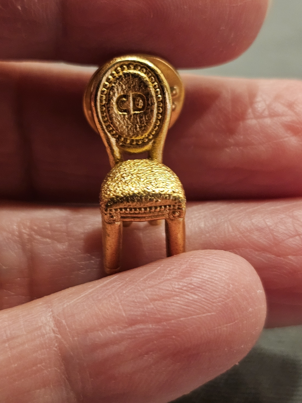 Dior Gold-tone Miniature Chair Brooch with CD Medallion - Picture 12 of 12